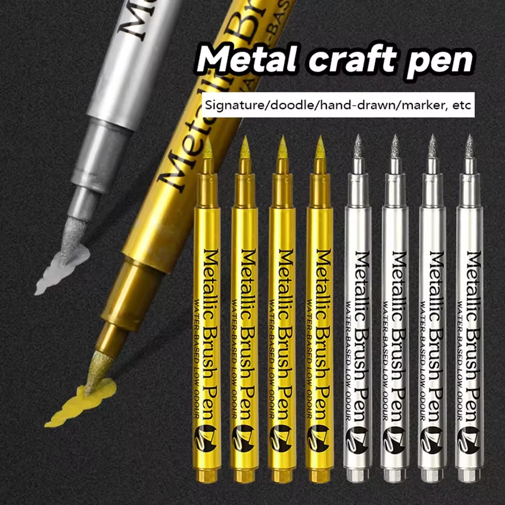 DIY Metal Waterproof Permanent Paint Marker Pens Gold Silver 1.5mm Craftwork Resin Mold Pen Art Painting Student Supplies
