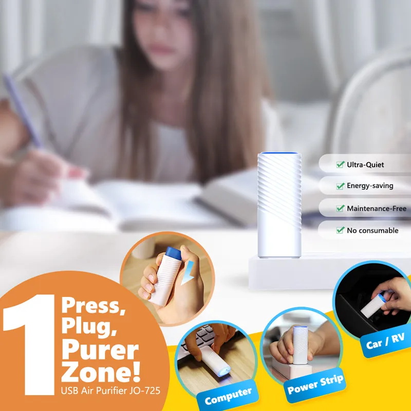 Mini Anion Car Air Cleaner Small Portable Negative Ion Office Computer USB Air Purifier