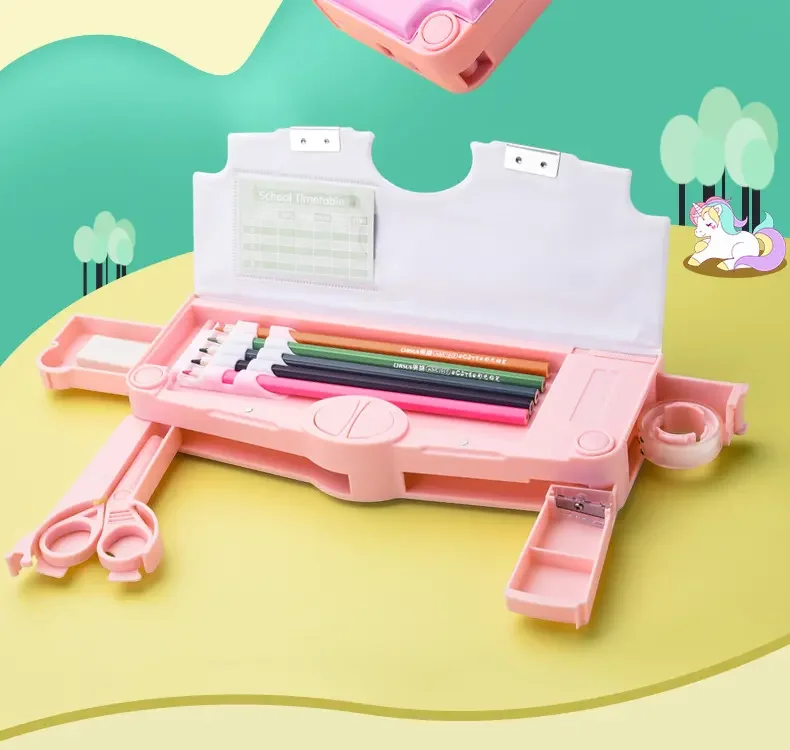 Multi-Functional Pencil Case Children Students Pencil Case Creative Storage Box Double-Layer School Educational Supplies