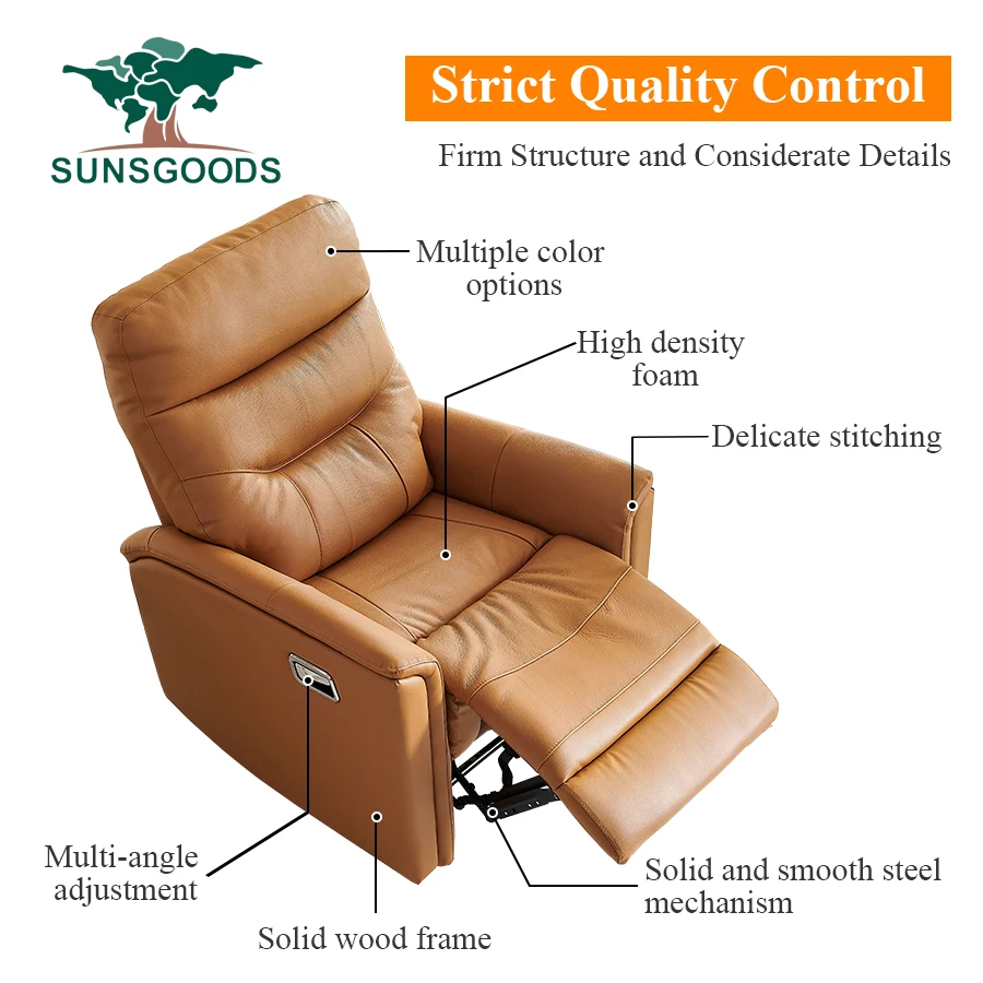 Manual or Electric Single Relax European Lazy Boy Modern Leisure Genuine leather Customized Color Reclining Chairs For Sale