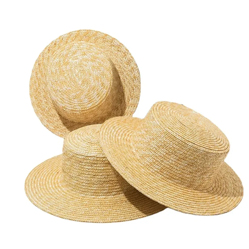 Womens Sun Floppy Beach Straw Hats Custom Paper Logo with Large Brim Lady Plain Wholesale Summer Natural Grass Hat