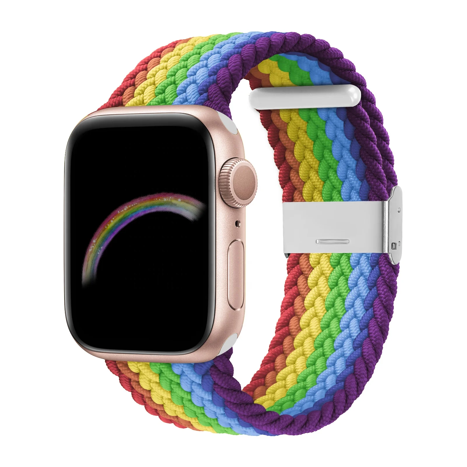 Ремешок Плетеный с металлической пряжкой для Apple Watch 6/SE эластичный браслет часов 38/40/42/44 мм спортивные браслеты