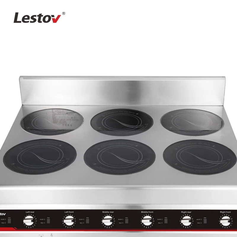 Free standing Ceramic Glass 6 burners commercial induction hob ranges (3500w/ burner)