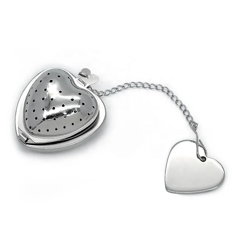 304 stainless steel heart shaped tea ball tea leaf infuser with  holder plate