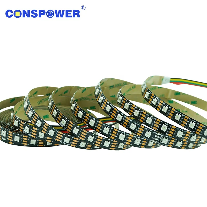 Addressable 5V 12mm Dual Signal Wires Breakpoint Resume Transmission 60LEDS/M RGBIC HD107S 5050RGB LED Strip