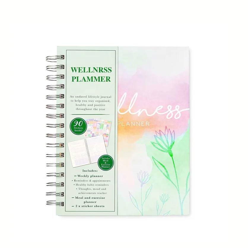 Wholesale 2024 new design A5 spiral weekly wellness planner
