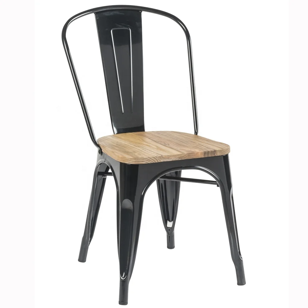 Free Sample Cheap Wholesale Industrial Restaurant Cafe Bistro Wood Seat Metal Chair