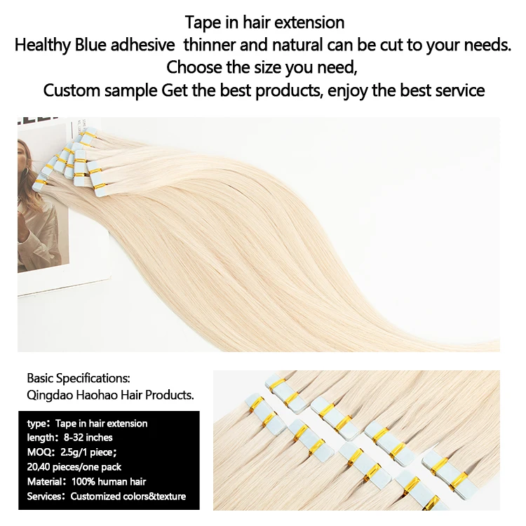 Hot selling natural raw Indian hair tape in human hair 100% natural raw curly hair water wave tape ins