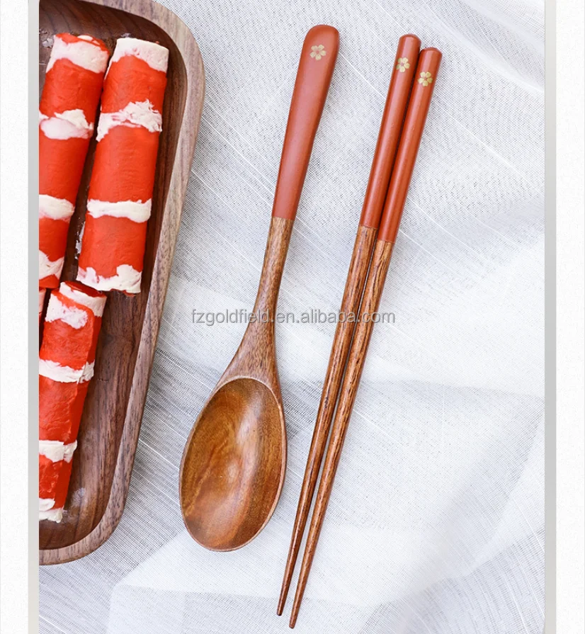Travel Wooden Tableware Portable Chopstick Box With Chopsticks And Spoon Set