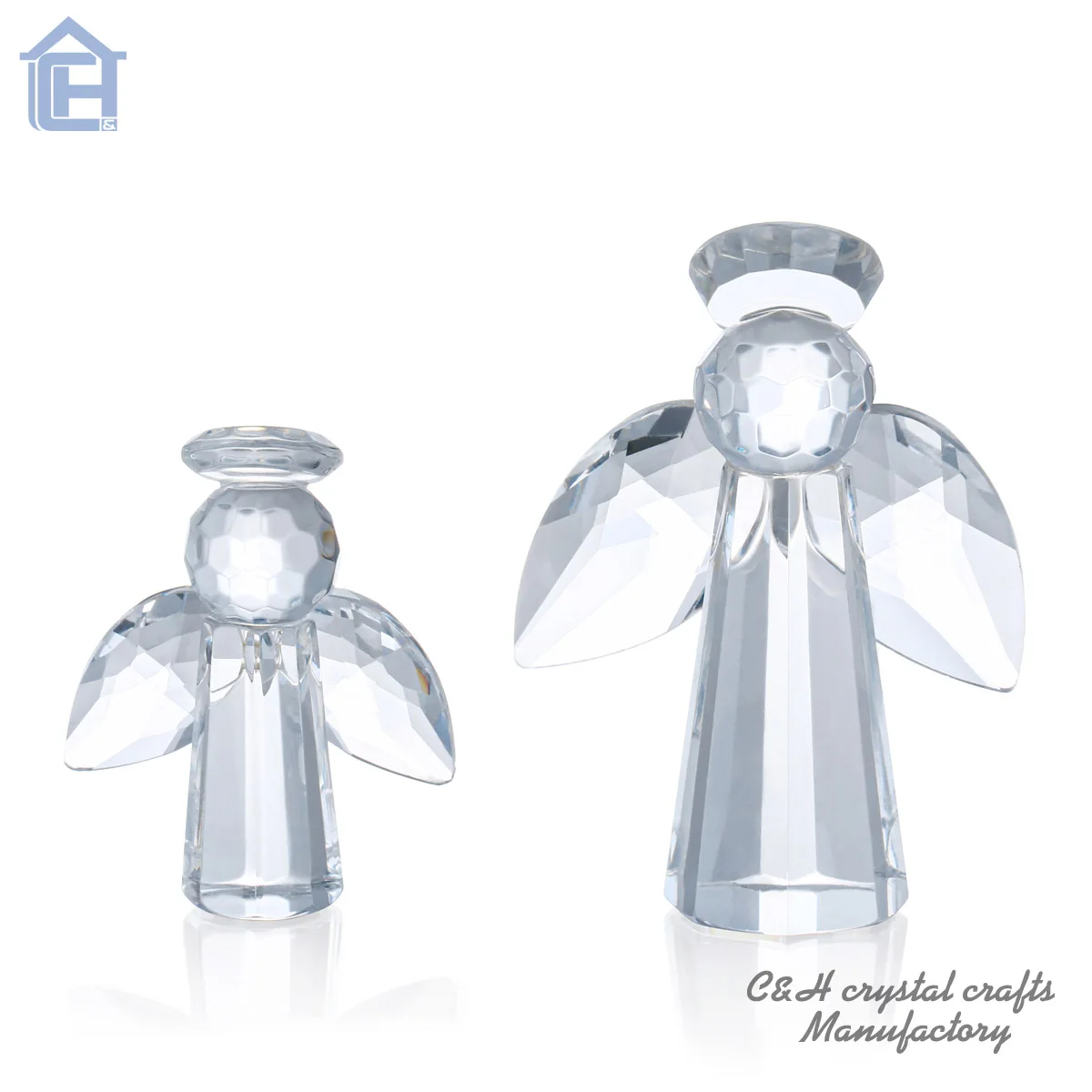Small mini cute angel crystal kids shower gifts glass angle figurines OEM Christmas gift items for home decoration