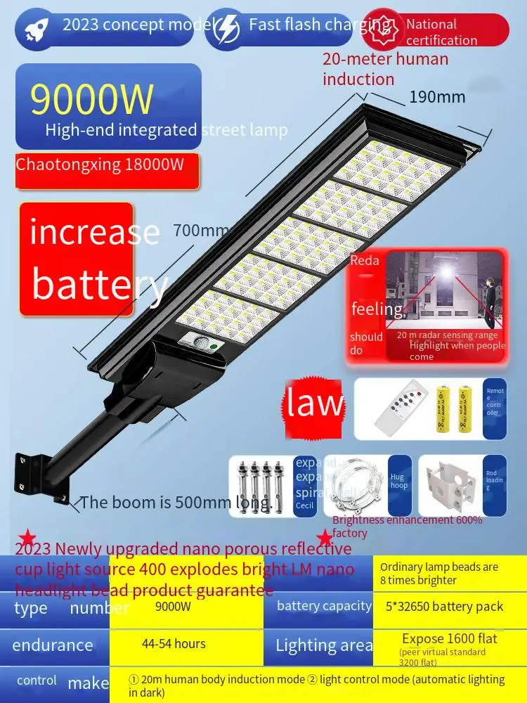 Индукционная Солнечная уличная лампа