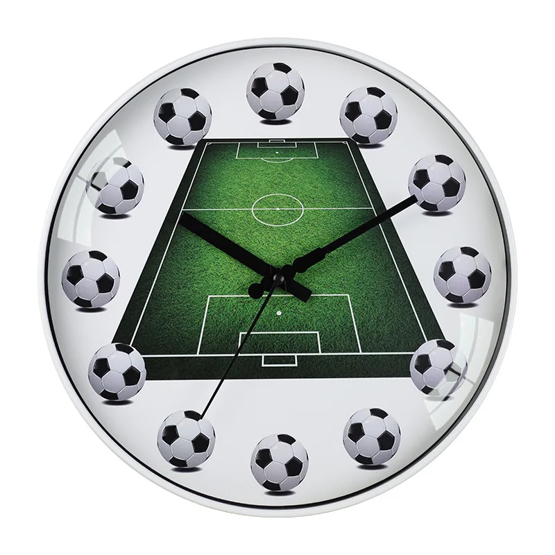12-Inch Simple Plastic Football Wall Clock Design Creative Circular Decorative Tick Movement Clock for Home Decor