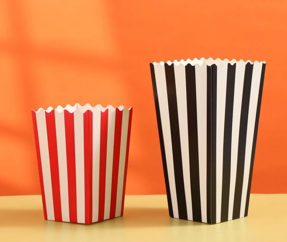 24oz 32oz 46oz Disposable Custom Printed Cinema Square Popcorn Paper Bag Container Food Foldable Popcorn Packaging Box