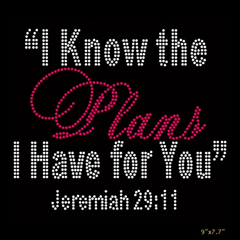 New  Hot  I Know the plans I have for youc 29:11 Hot Fix Religious Rhinestone Transfer Motif Iron on For T-shirts