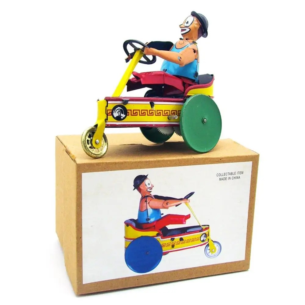 Clown On Tricycle Wind Up Tin Toy Cast Iron Craft