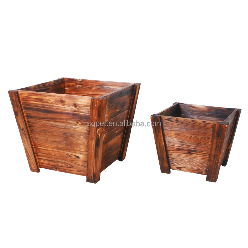 Tapered Square Planter Box Wooden Barrel Flower Pot Decoration Wholesale Customize Wooden Carton Box Country FIR Accepatble
