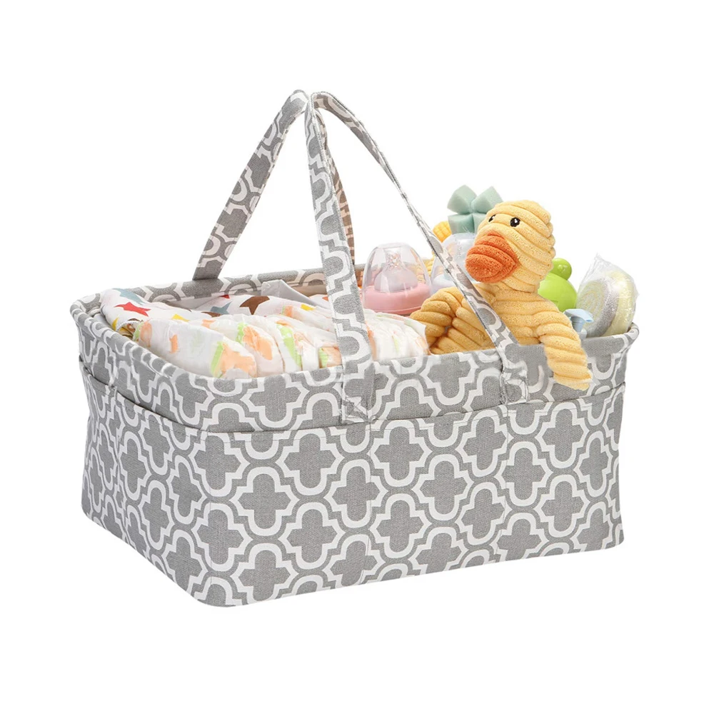 Gray Pentagram Cotton Canvas Diaper Storage Bag Large Capacity Portable Mommy Bag Diaper Basket