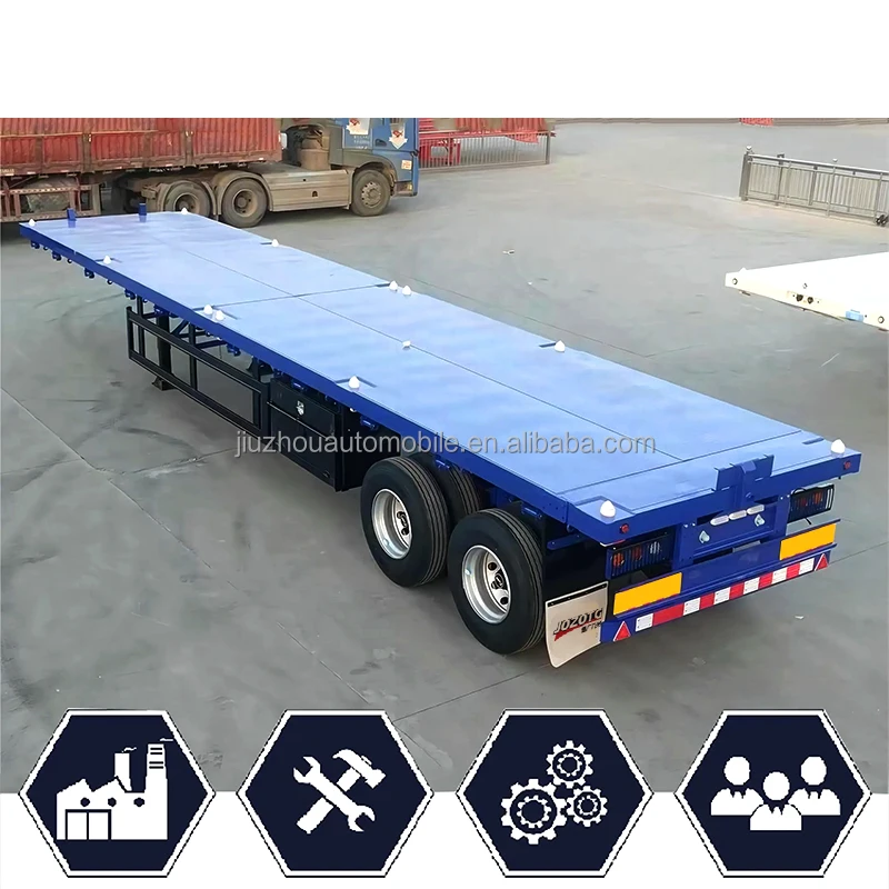 3 Axle Heavy Duty Custom 20ft/40ft Flatbed Container Semi Trailer With Container Lock Flatbed Container Semi Trailer