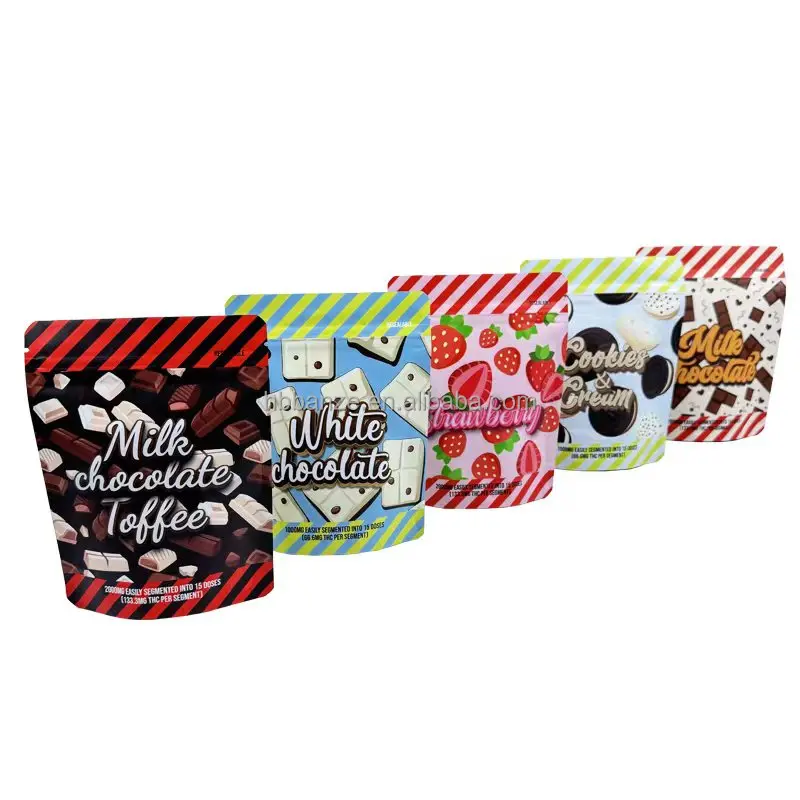 Custom Logo Packaging 1oz 7 Gram Mylar Bags 3.5g Smell Proof Edible Candy Zipper Mylar Plastic Bag