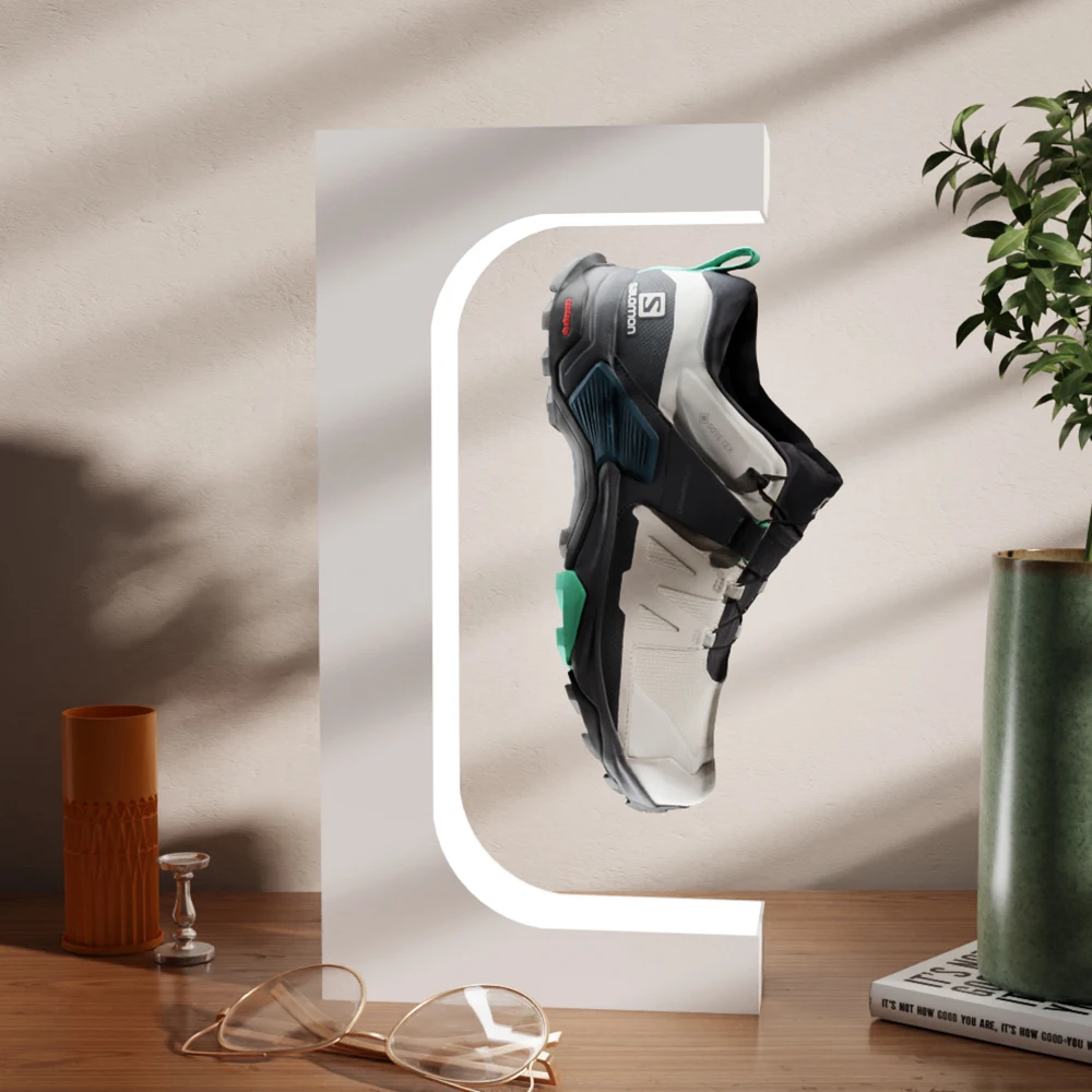 Levitation Shoes Display Magnetic Floating Shoe Display Rack Acrylic Hiking Shoes Display Racks with LED Light
