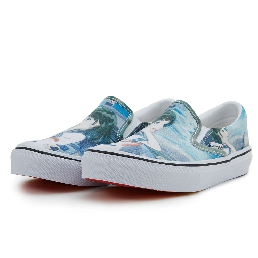 Custom breathable canvas casual lazy sneakers office women slip on shoes