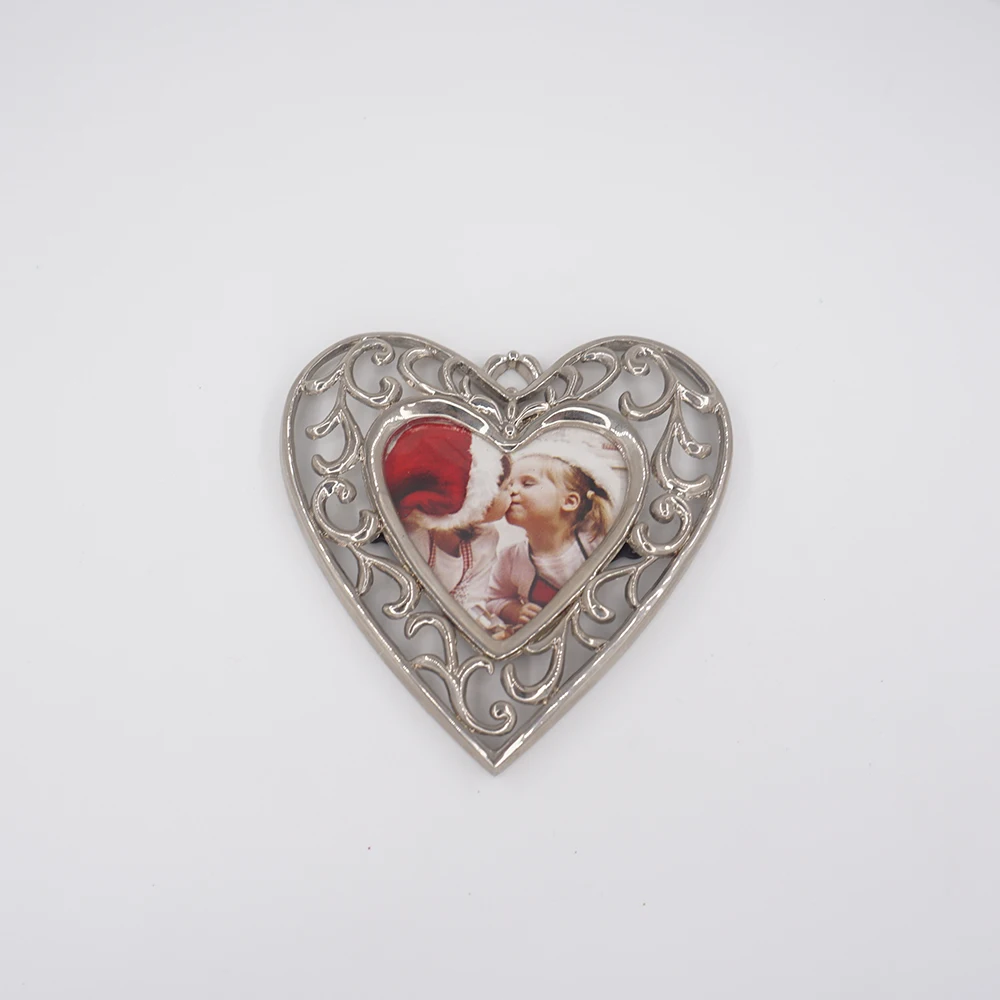 Felt Heart Shape Photo Frame Pendant Metal Blank Christmas Hanging Tree Ornament Decoration