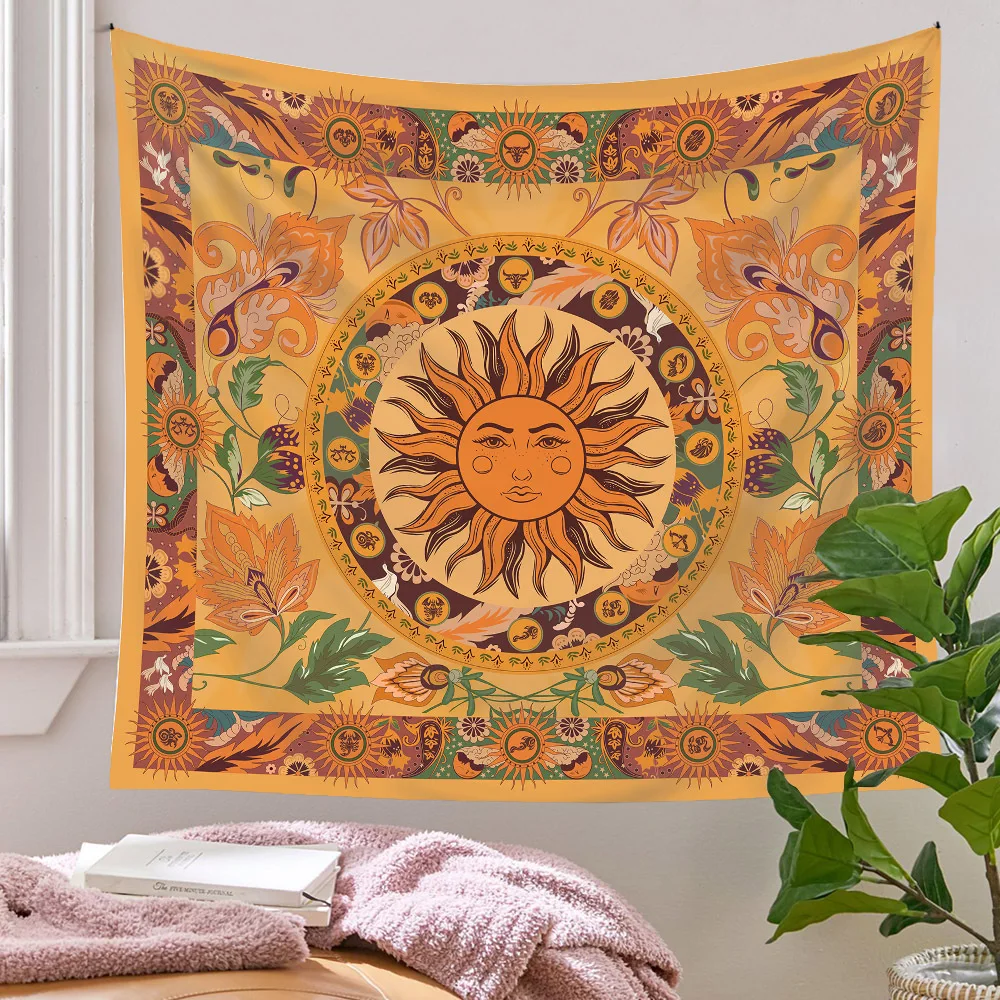 Factory Wholesale Mandala Tapestry Hippie Bedroom Decor Boho Wall Hanging Blanket Sun and Moon Custom Printed  Tapestry