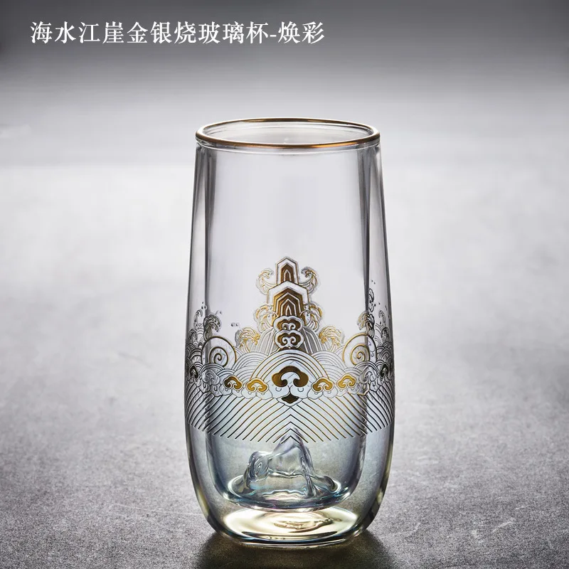  Rongshantang gold and silver firing glass large heat resistant snow mountain green tea cup household juice Chinese