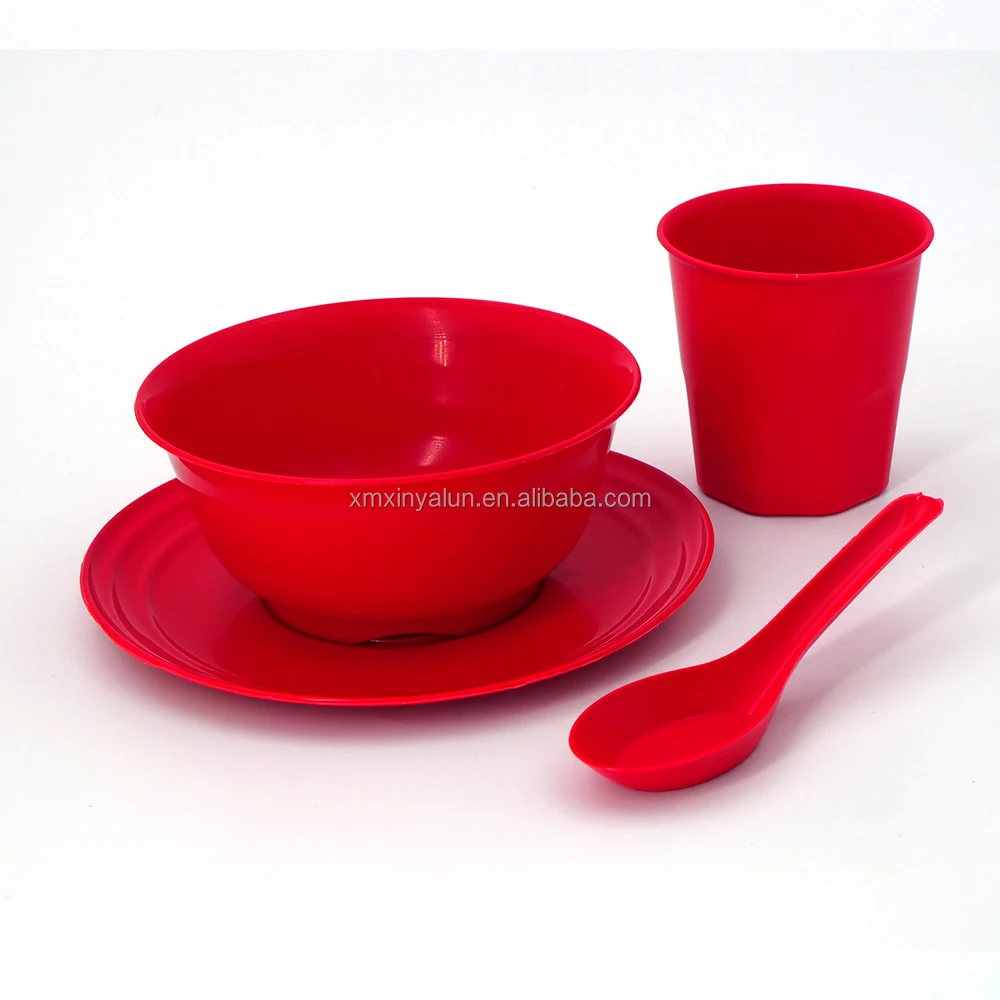 Wholesale low-priced disposable tableware set, four piece set, disposable spoons, bowls, cups, plates