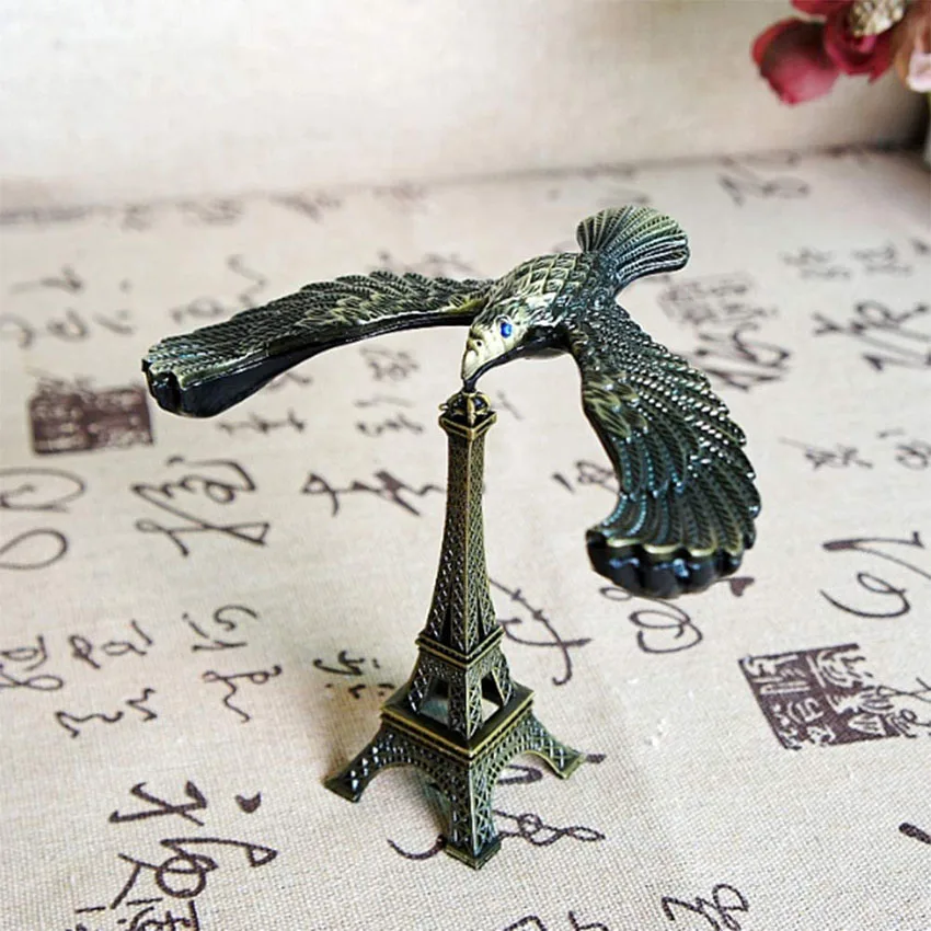 12cm Nordic Creative Metal Iron Tower Model Balance Bird Statue Home Office Home Decoration Accessories Gift