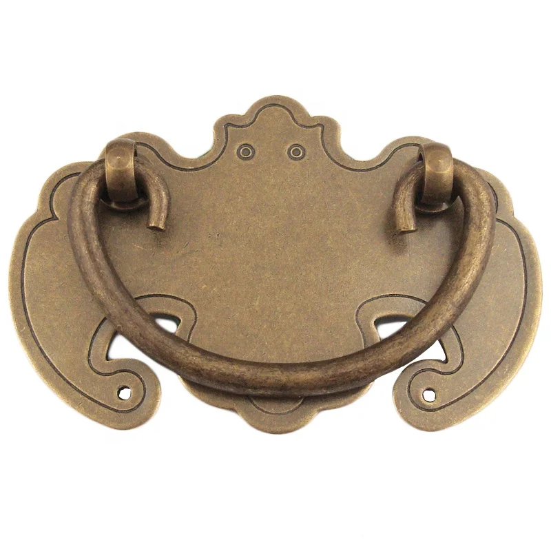 82*55mm Antique Bronze Furniture Handles Vintage Copper Dresser Drawer Cabinet Door Kitchen Brass Pull Handle Knob