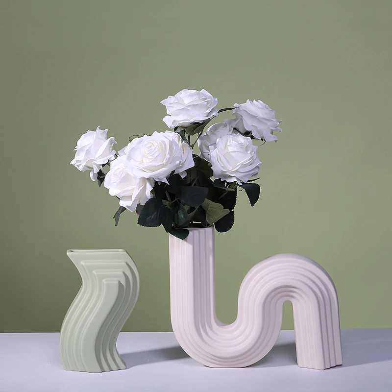 ENO Nordic style ceramic vase ornaments modern geometric architectural modeling Hotel model room creative vase