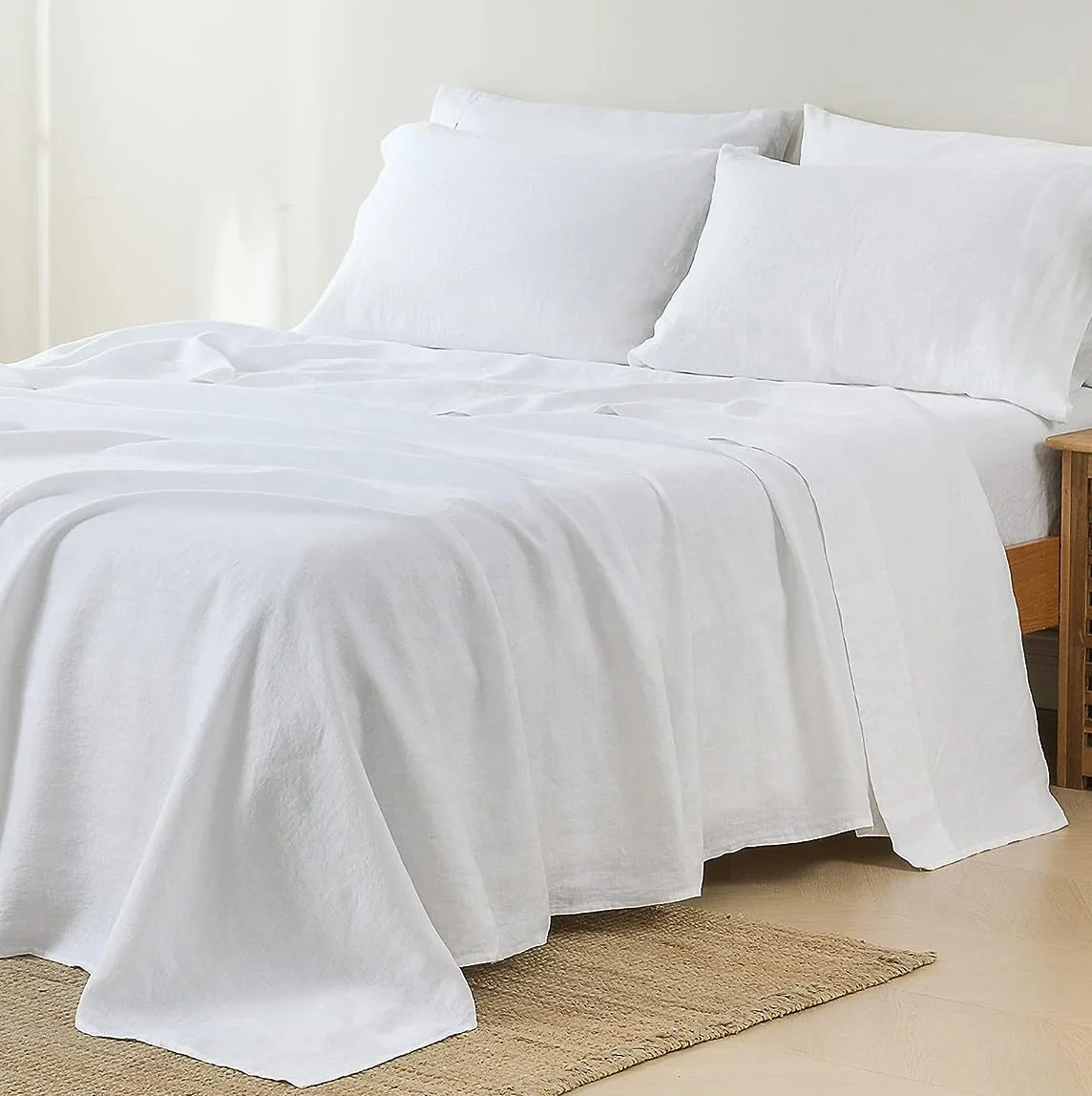OEKO-TEX Flax linen duvet cover with hemp flat sheet pillowcase 100% French flax white linen bedding set