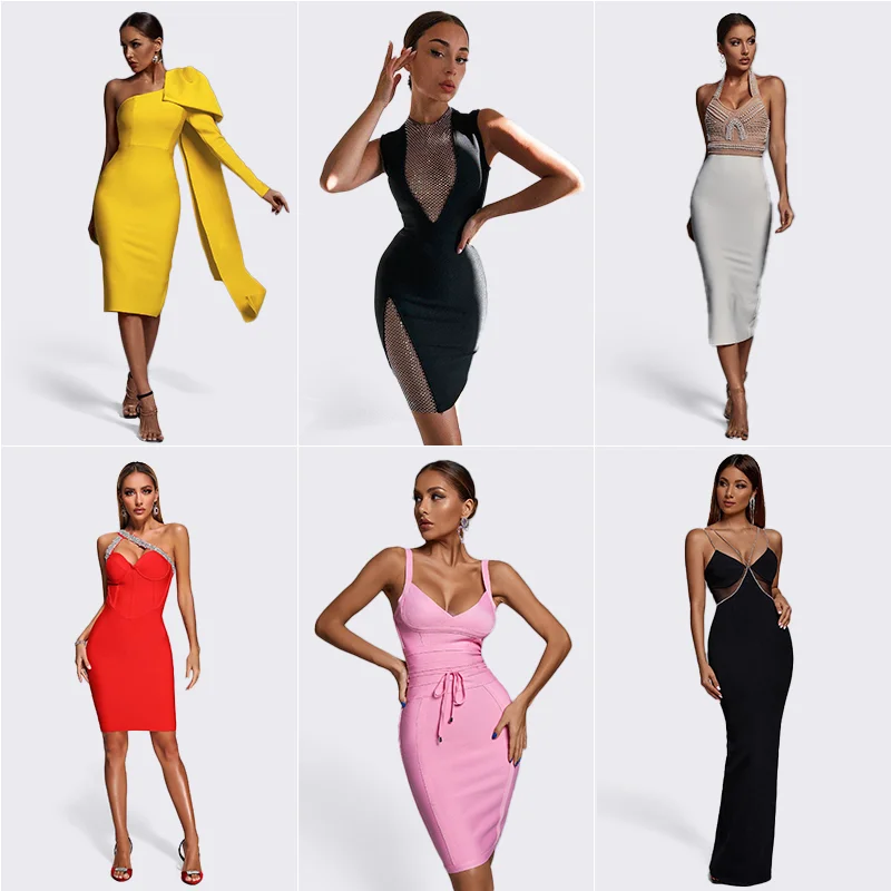 BEISHI Wholesale Women Bodycon Midi Cocktail Bandage Hollow Cut Out Dress Long Sleeve Cut Out-Bandage-Dress