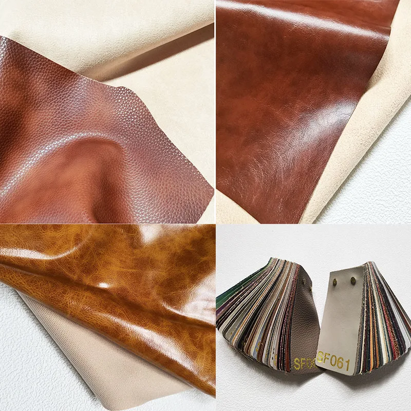 PVC Artificial Leather Customized different model Vinyl Two Tone for Sofas seat cover with knitted suede brushed Cotton backing
