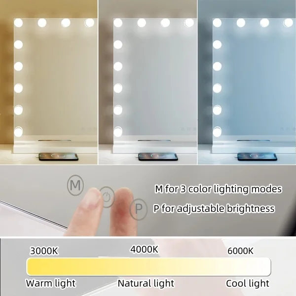 15  Bulbs Hollywood Lighted Vanity Mirror