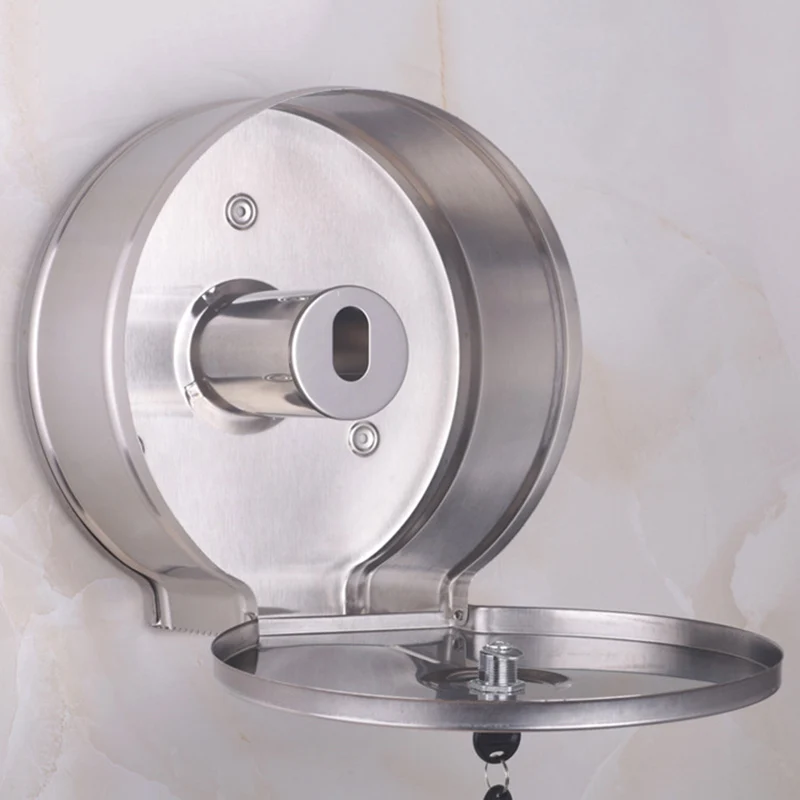 Wall mounted stainless steel large toilet roll paper towel dispenser