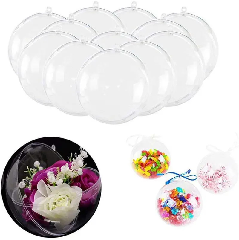 Transparent Plastic Christmas Ball Openable Hollow Hanging Clear  Christmas Ornaments Gift Present Decoration