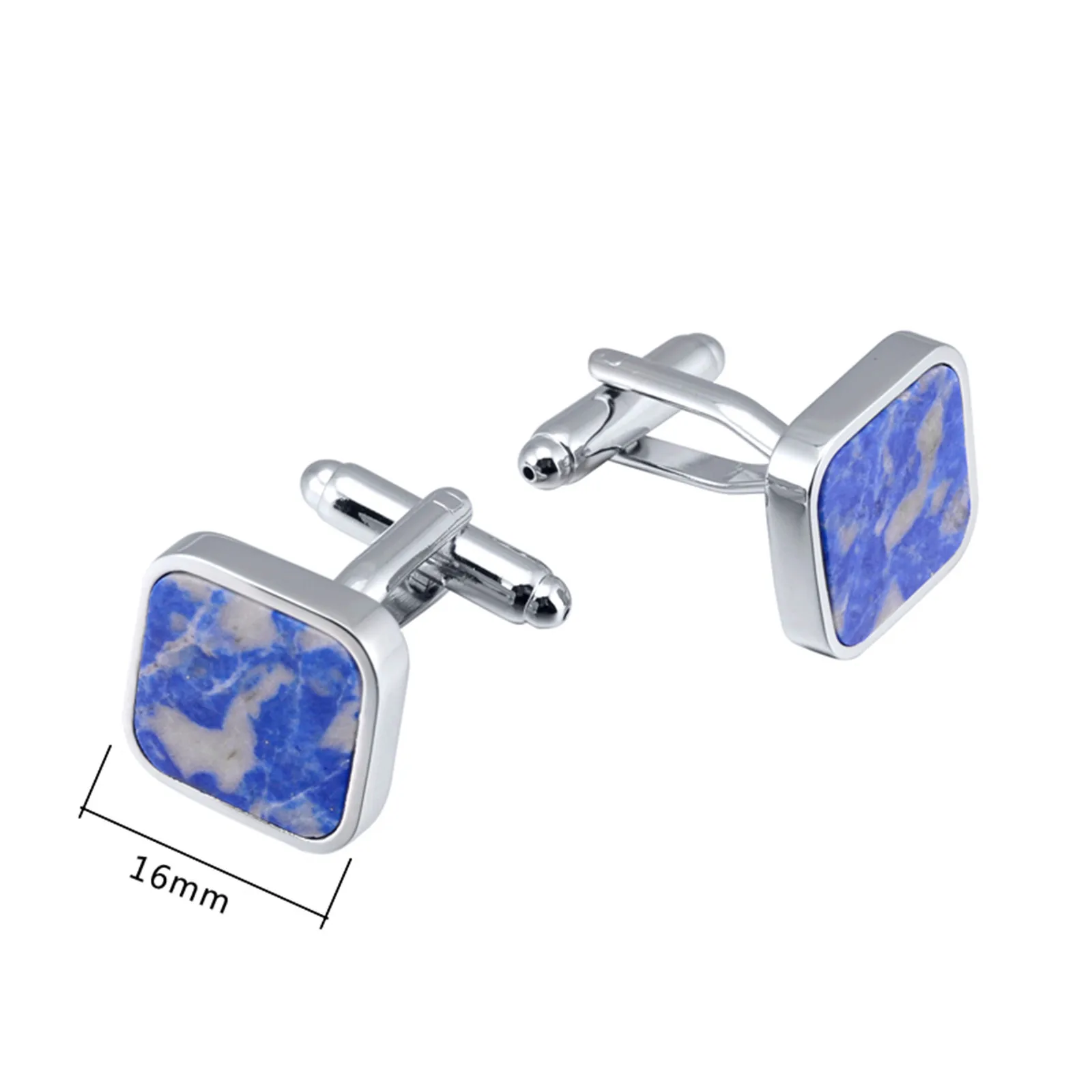 Natural lapis lazuli stone cufflinks tie clips set