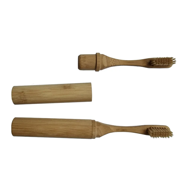 Wholesale Custom 100 % Natural Travel Bamboo Soft Toothbrush Product Set with Case Holder for Adult Children Baby kids