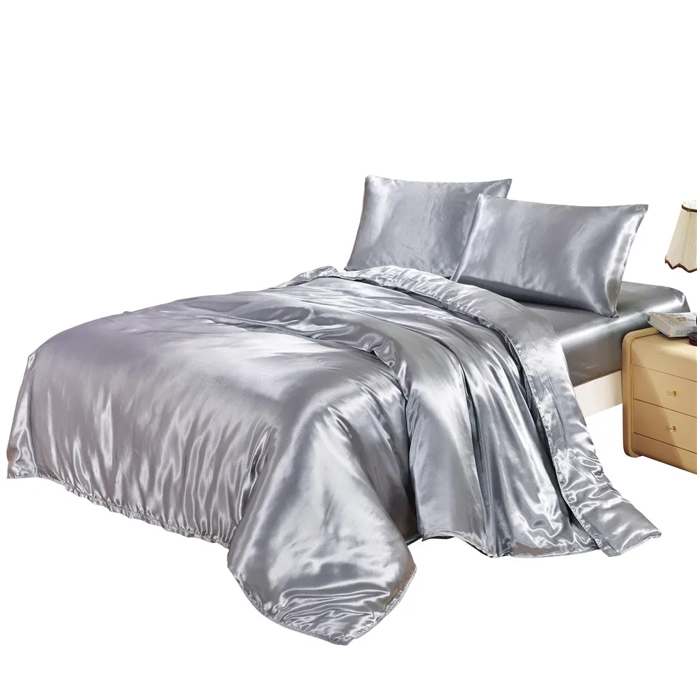 grade 6A 100% Pure Silk Bedding sets Solid Color 4 pcs