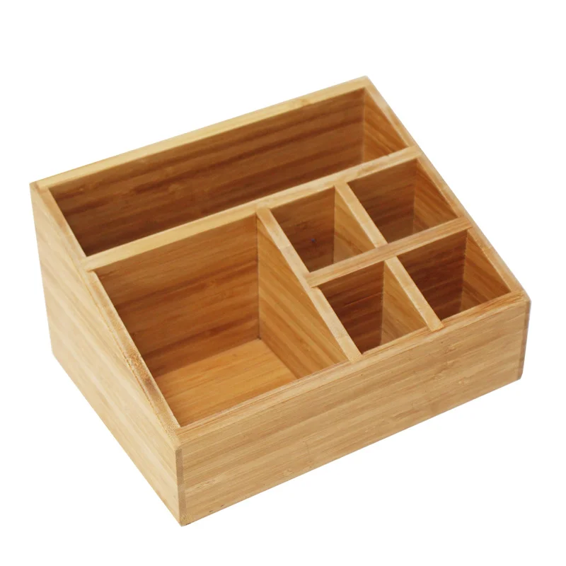 Office Desk Makeup Cosmetic Organizer and Accessories Pen Holder Bamboo Wooden