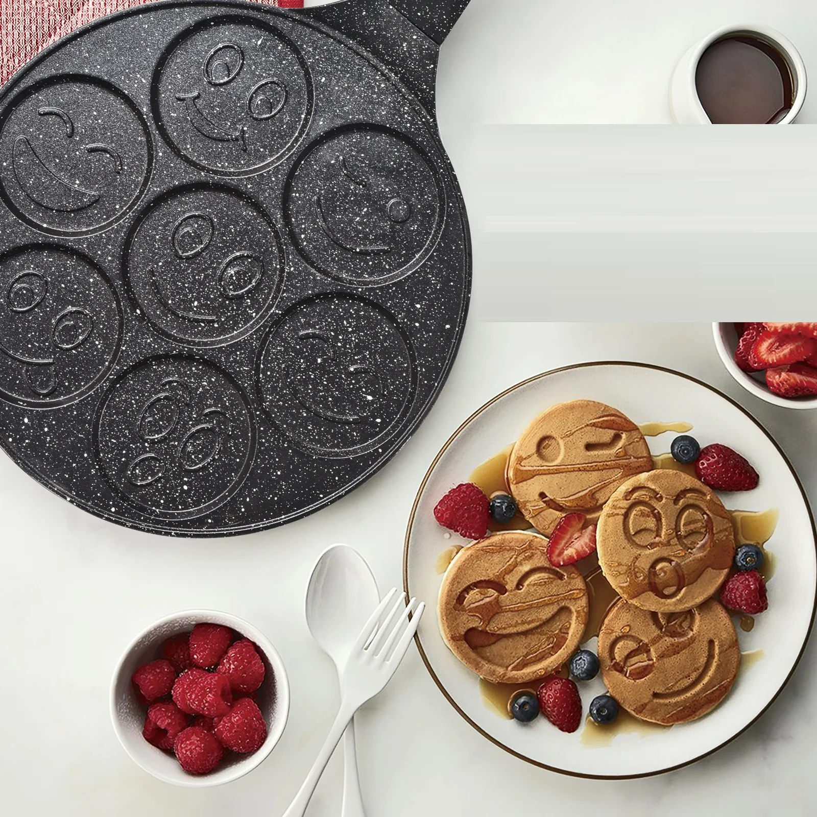 High Quality 7 Holes 27cm Smiley Face Mini Die Cast Aluminum Pancake Pan Non-stick Saute Pans