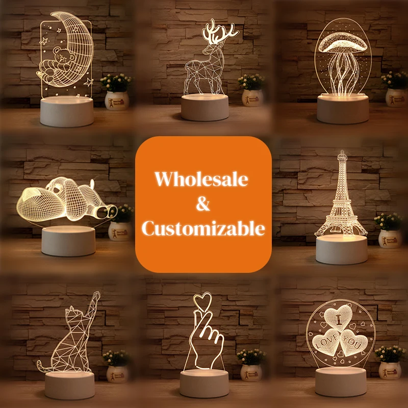 Touch Sensor Acrylic Rechargeable Night Light for Kids Multicolor Battery Magnetic 3d Sensitive Led Plain Bedroom 30 Small 80