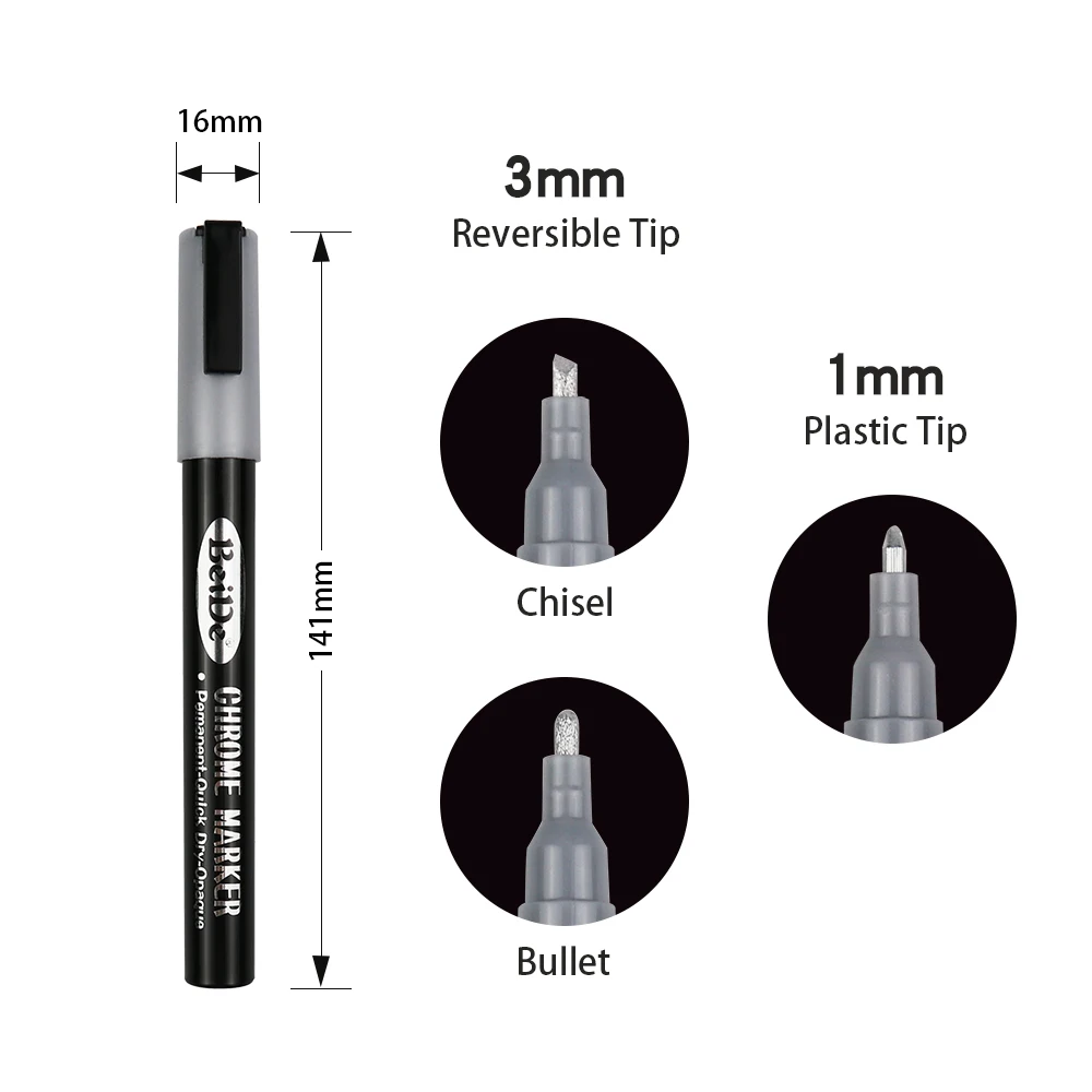 Golden Silver Art Liquid Mirror Chrome Marker Pen Gloss Oil-based Paint Marker Pen Liquid Chrome Marker