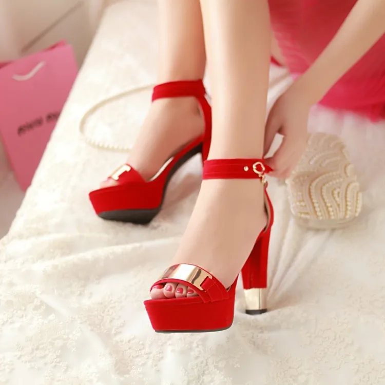 igh-heeled open-toe metal trim Heel Platform Sandals Women Wedding Shoes High Heels Gladiator Sandals Sudes Leather Sandals