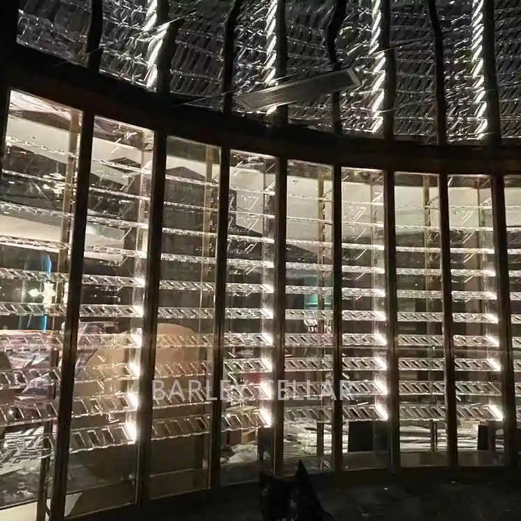 BARLEY cellar high-capacity hotel arch design full glass wine cellar cooler with inverter compressor