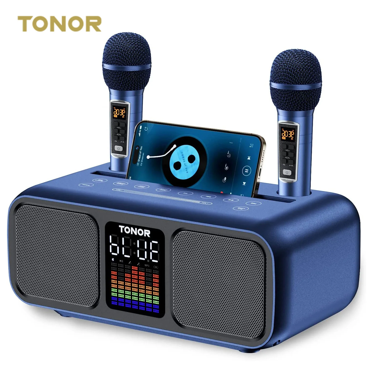 Professional TONOR K9 Video Recording UHF Handheld Microphone System Karaoke Players Machines with Speaker Mic and Bluetooth
