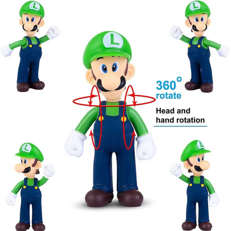 HWM 100066 12-15cm Wholesale Super Mario Bros PVC Action Figure Koopa Daisy Yoshi Wario Figurine doll  Mario Anime Figure toy