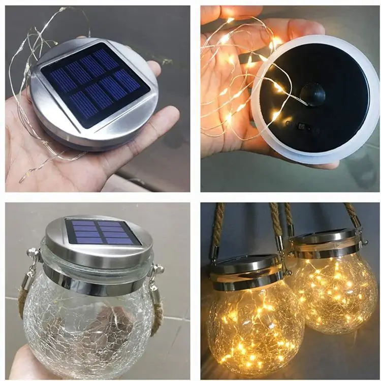 Solar Lantern Crackle Glass Ball Christmas Holiday Solar Lanterns Outdoor IP65 Waterproof for Patio Garden Backyard